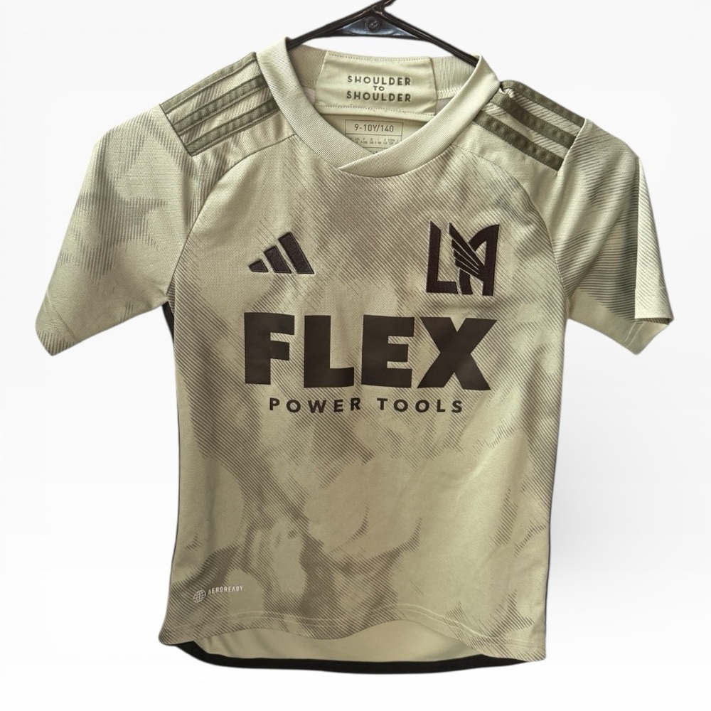 LAFC 2023/24 Youth Away Adidas Jersey in the Magic Lime/Tent Green colorway